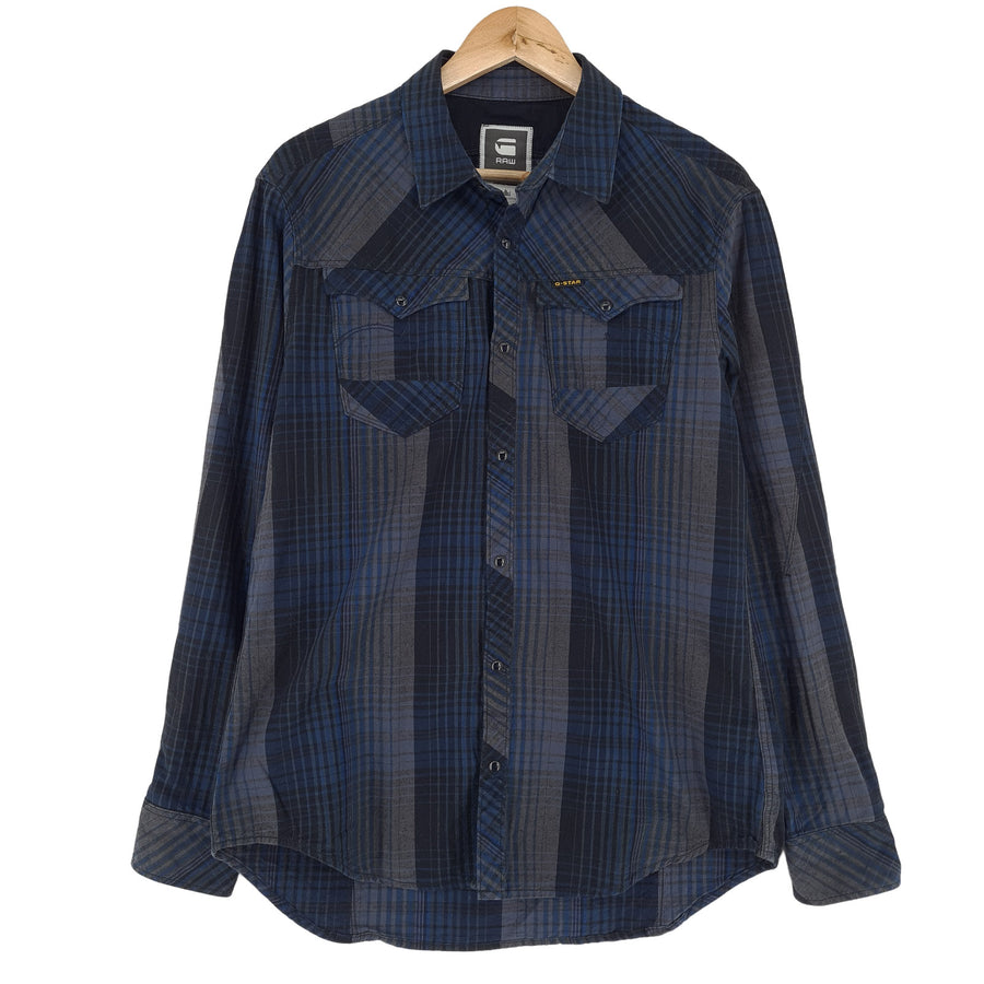 G-Star Uomo denim camicia cotone a quadri con bottoni casual quotidiano taglia XL
