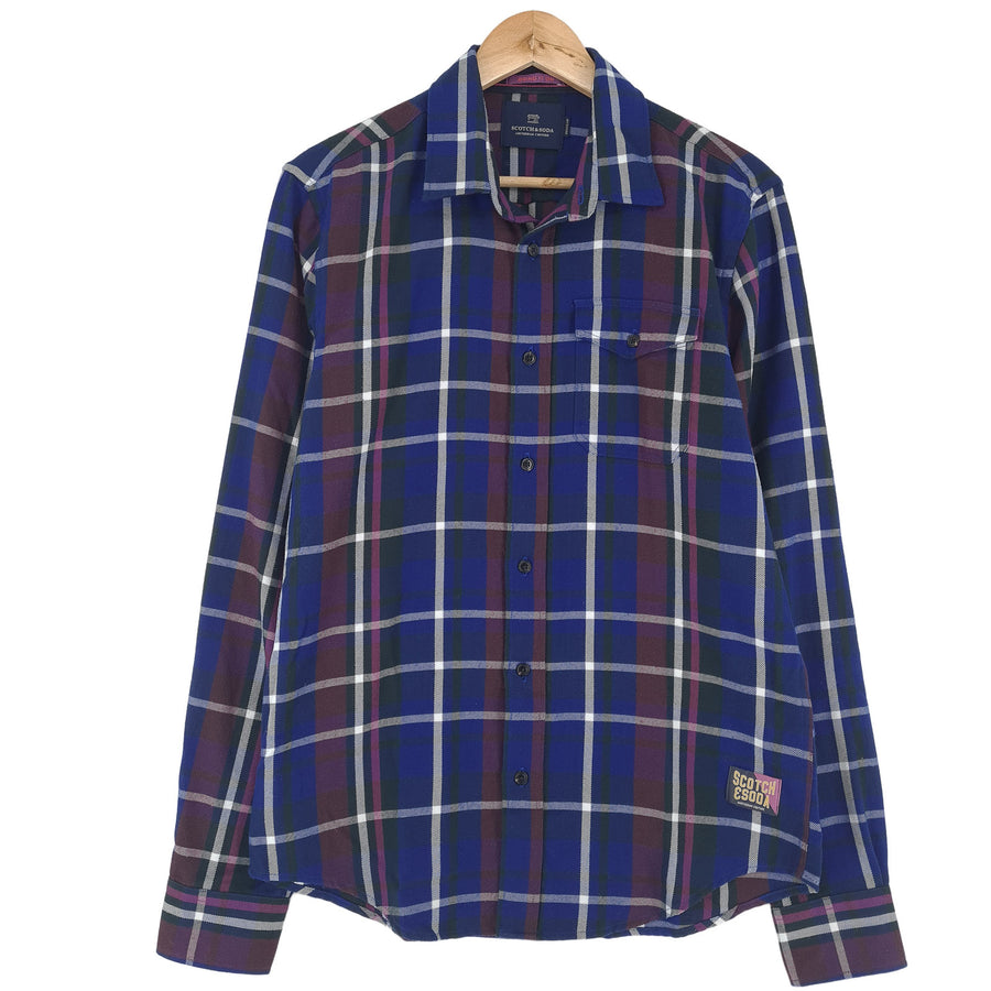 Scotch & Soda Vintage Herrenhemd kariert mit Knopfleiste Freizeit Alltag klassisch Größe M