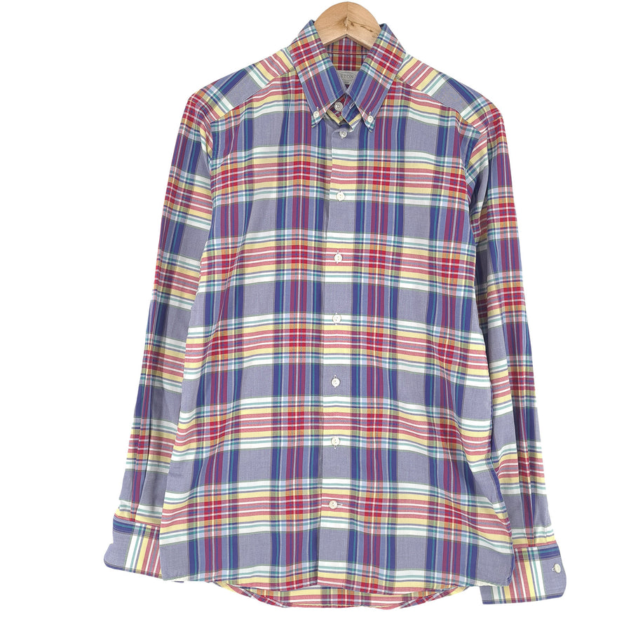 Eton Mens Formal Shirt Plaid Cotton Business Slim Fit Size 15.5 39