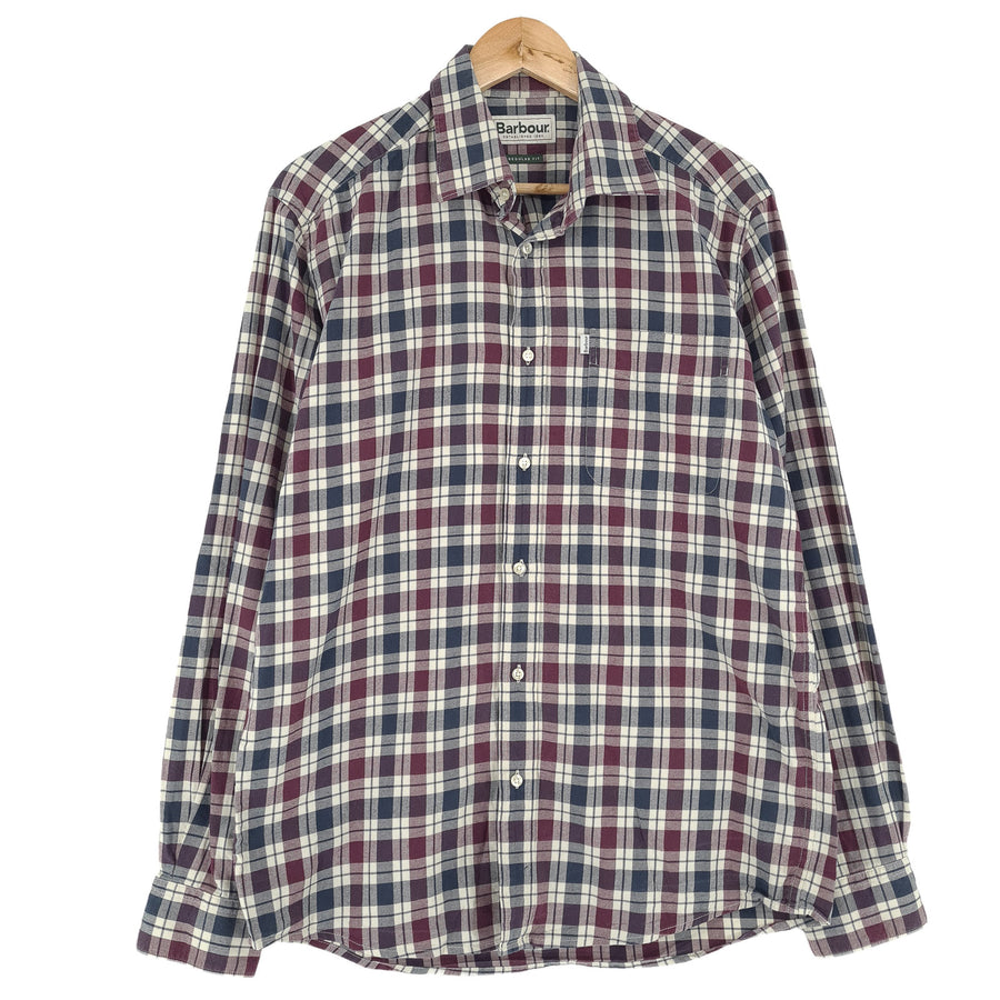 Barbour Vintage kariertes Herrenhemd aus Baumwolle mit Knopfleiste Freizeit Alltag klassisch Größe M