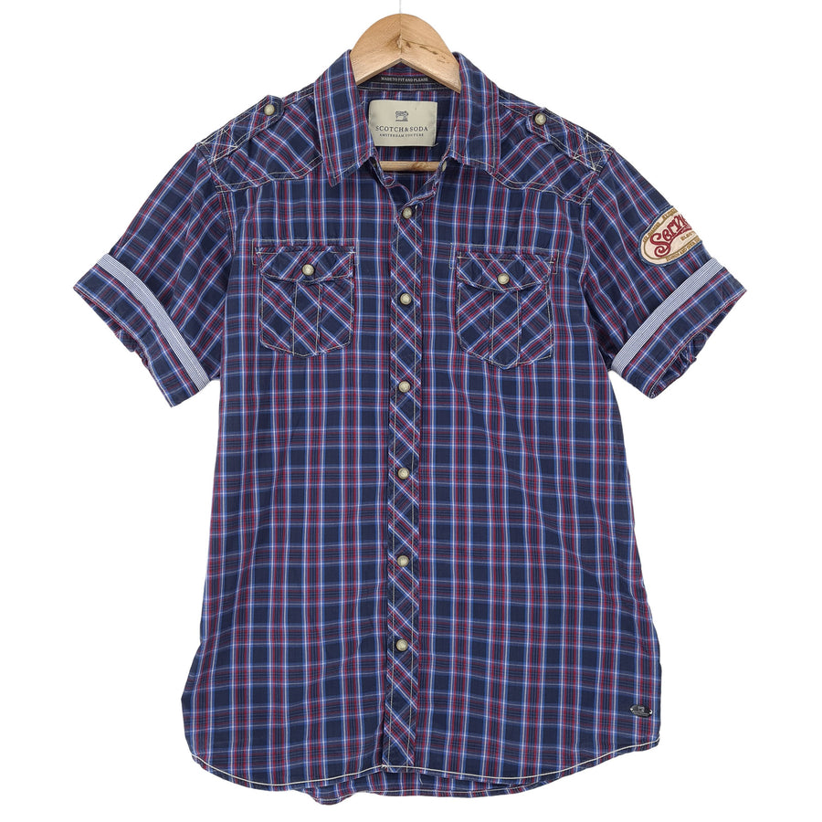 Scotch & Soda Vintage chemise homme boutonnée en coton à carreaux décontracté quotidien taille M