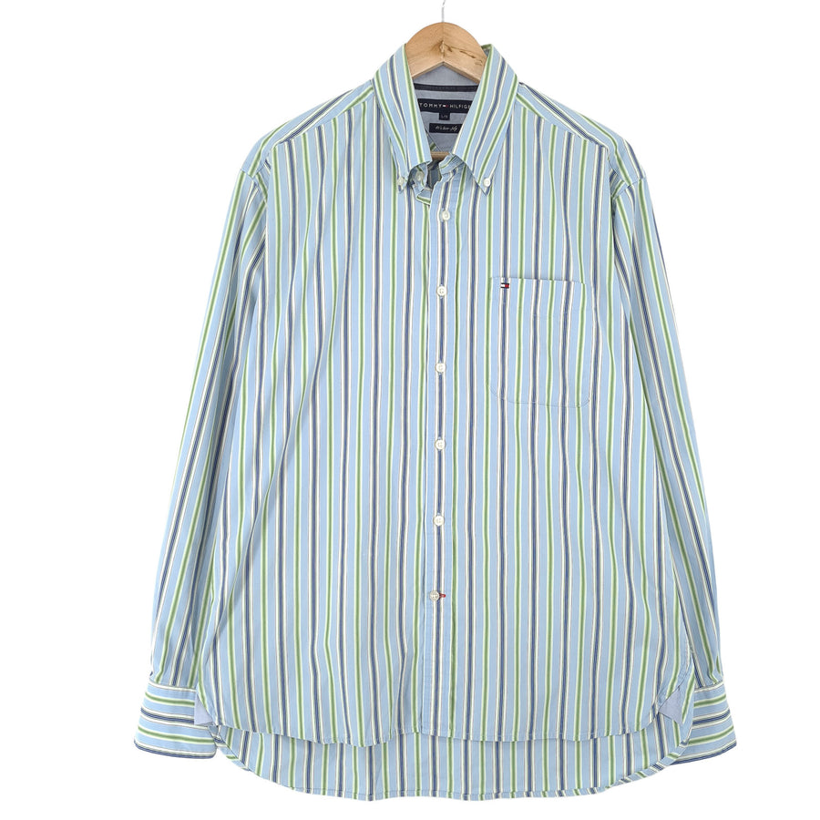 Tommy Hilfiger Vintage chemise homme rayé coton boutonné décontracté quotidien taille L
