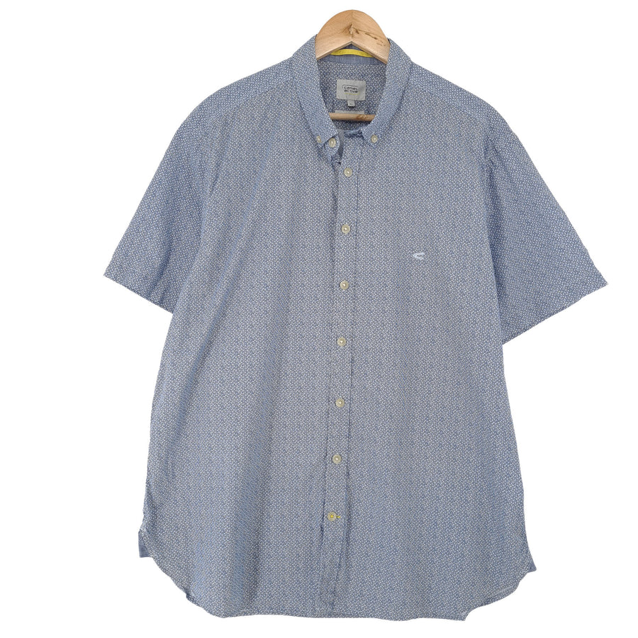 Camel Active Vintage chemise homme bleu géométrique coton boutonné décontracté quotidien taille XL