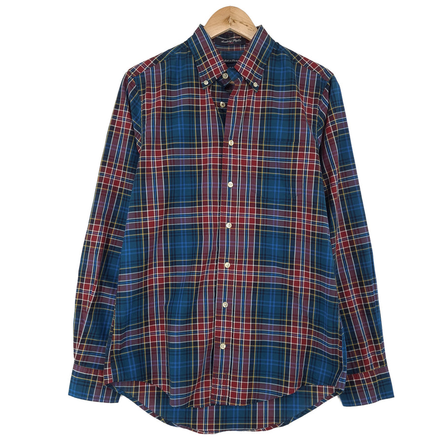 Gant chemise homme boutonnée en coton à carreaux ajusté décontracté quotidien taille M