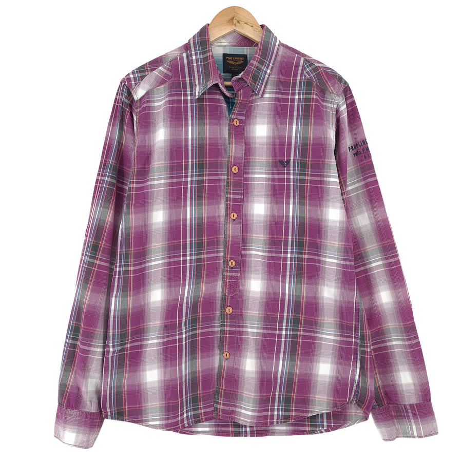 Pme Legend Vintage chemise homme boutonnée en coton à carreaux classique Fit décontracté taille L