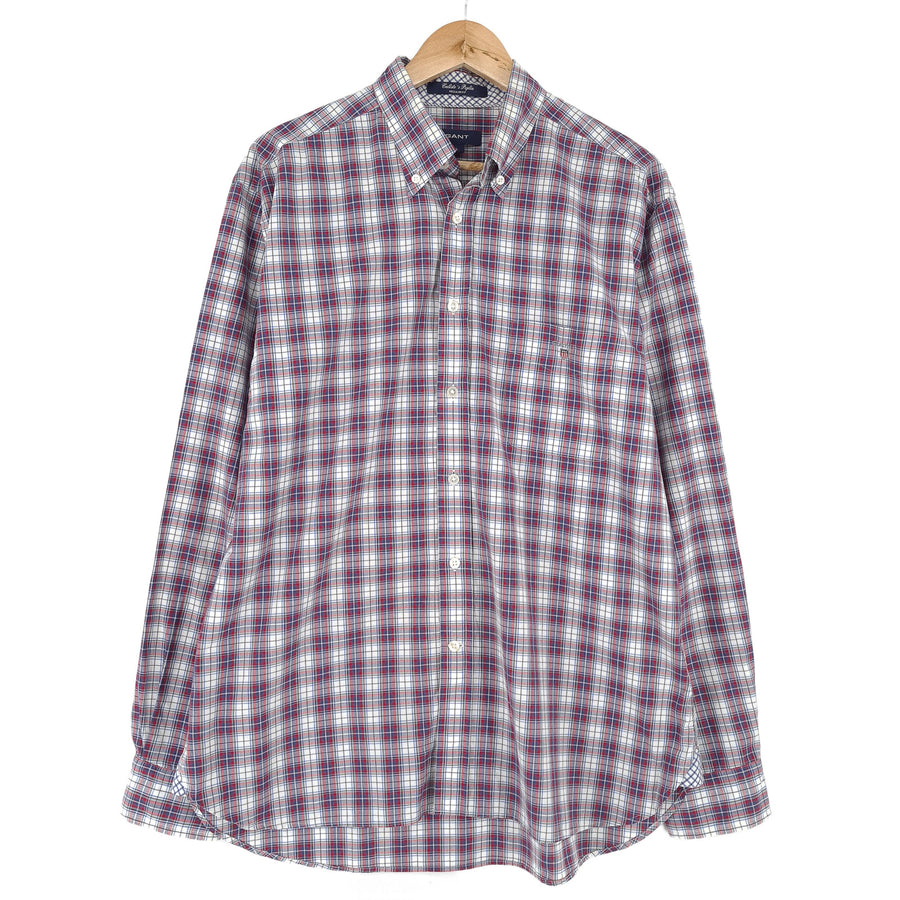 Gant chemise homme boutonnée en coton à carreaux décontracté quotidien classique taille L