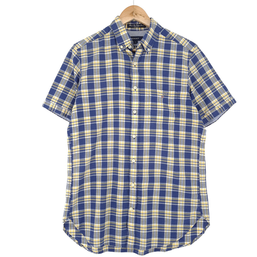 Gant chemise homme boutonnée en coton à carreaux décontracté quotidien classique taille S