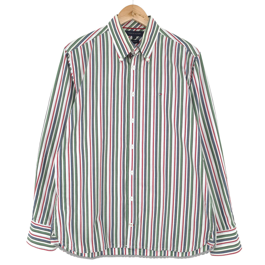 Tommy Hilfiger Vintage chemise homme rayé coton boutonné décontracté quotidien taille M