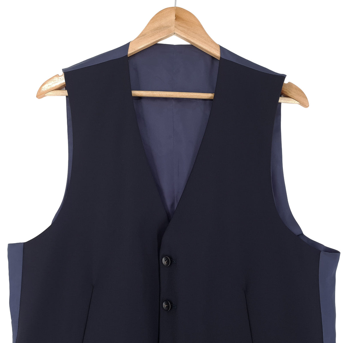 Suitsupply Mens Formal Vest Blue Wool Button Up Size UK/US 42 EU 52, back view, image 2 of 6