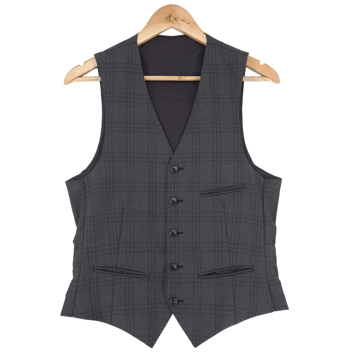 Suitsupply Mens Formal Vest Grey Wool Plaid Button Up Size UK/US 34 EU 44, front view, image 1 of 6