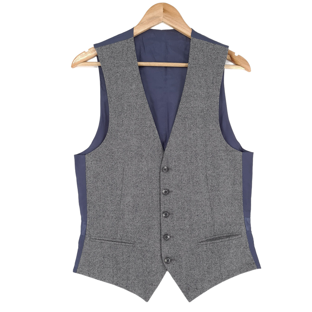 Suitsupply Mens Formal Vest Grey Wool Button Up Size UK/US 34 EU 44, front view, image 1 of 6
