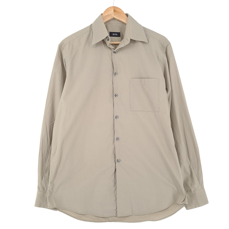Hugo Boss Vintage chemise habillée homme Beige à manches longues coupe classique taille 15 38