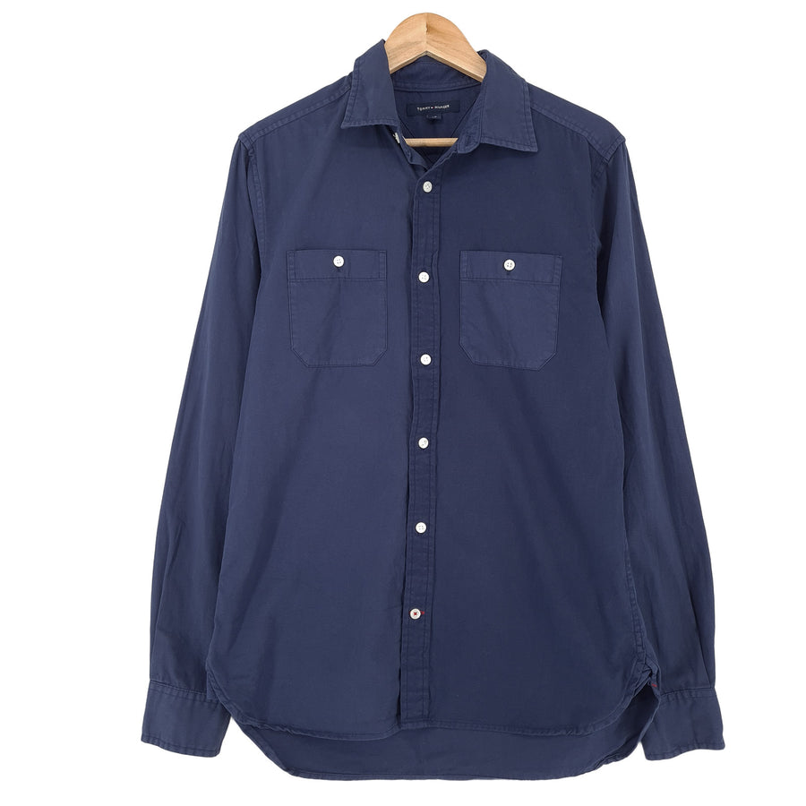 Tommy Hilfiger Vintage chemise homme coton bleu boutonné à manches longues taille S