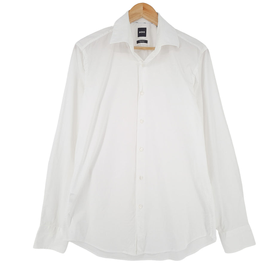 Hugo Boss Vintage chemise homme coton blanc boutonné stretch à manches longues taille M 39