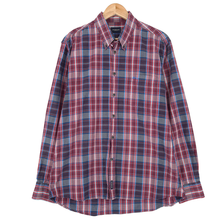 Mcgregor Vintage chemise homme bordeaux coton à carreaux boutonné à manches longues taille L