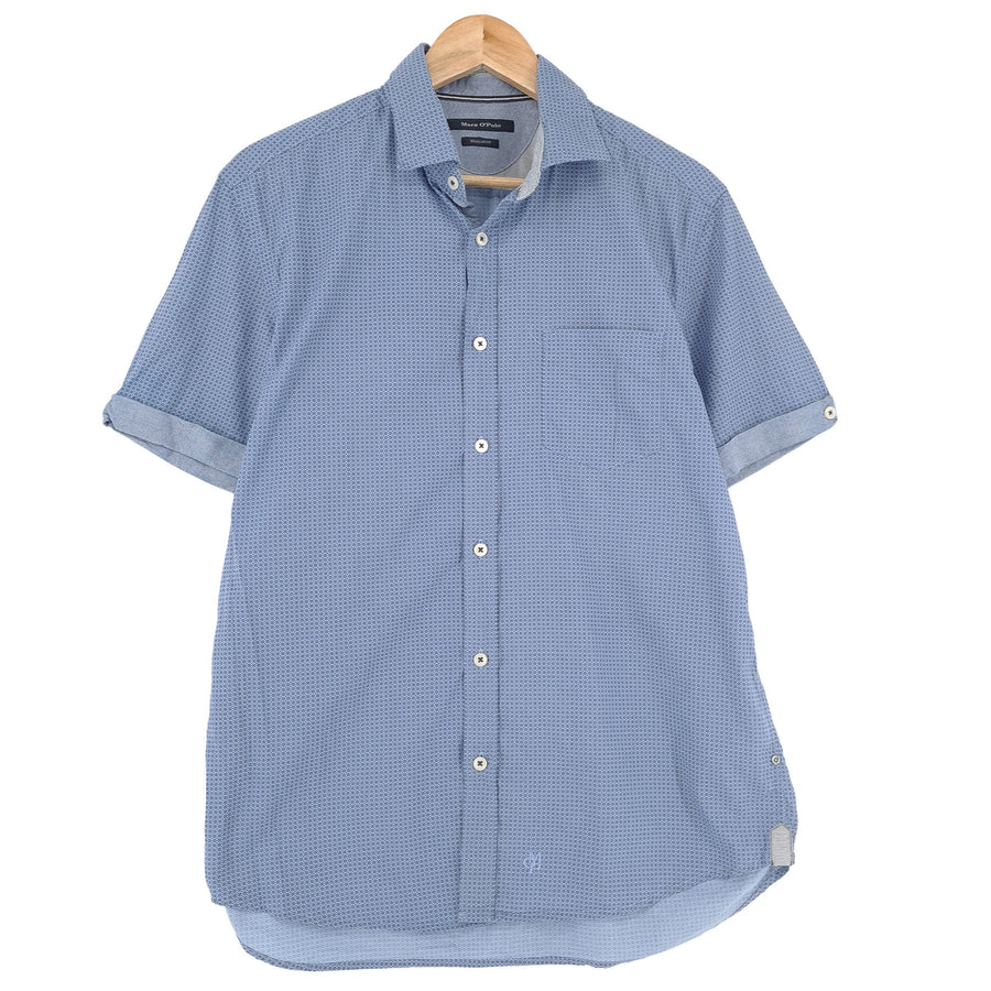 Marc O'Polo Vintage chemise habillée homme bleu géométrique à manches courtes taille L 41/42