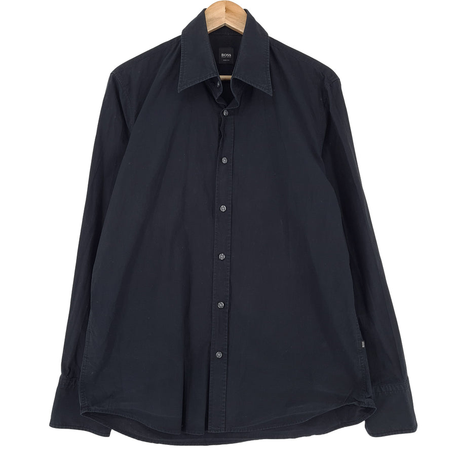 Hugo Boss Vintage chemise homme coton noir boutonné coupe slim à manches longues taille L