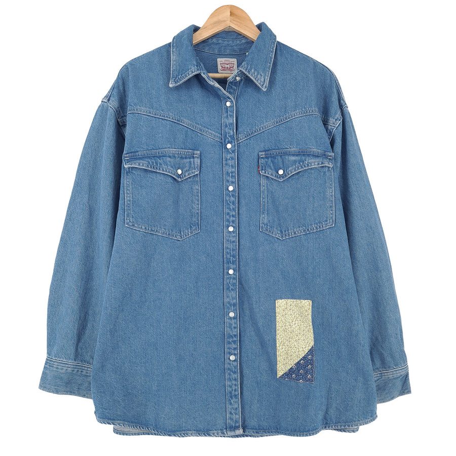 Levi's Vintage Damskie jeans koszula niebieska bawełna z guzikami Western z długim rękawem rozmiar L