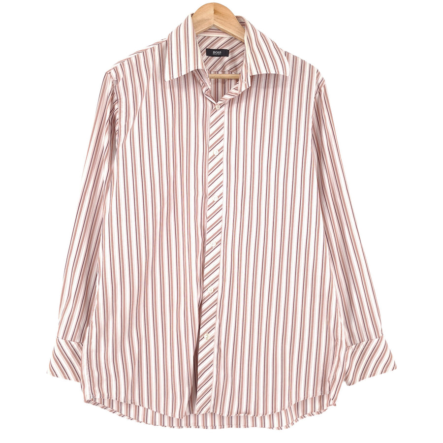 Hugo Boss Vintage chemise homme rayé coton boutonné à manches longues taille XL