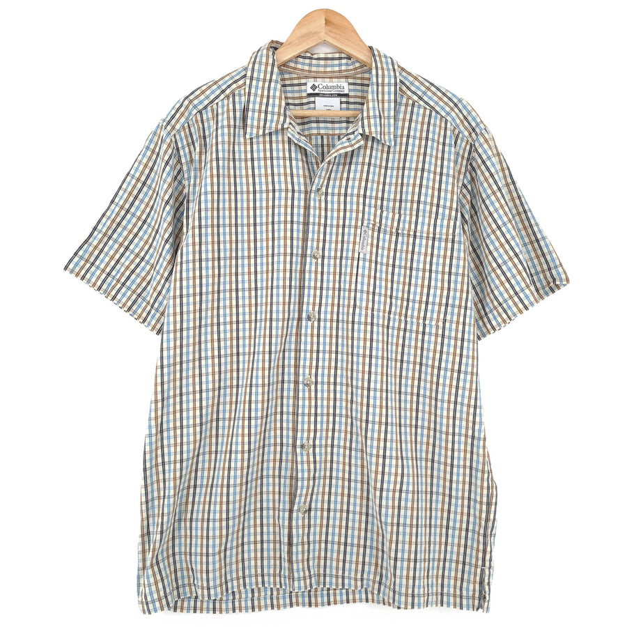 Columbia Vintage chemise homme à carreaux coton boutonné à manches courtes taille L