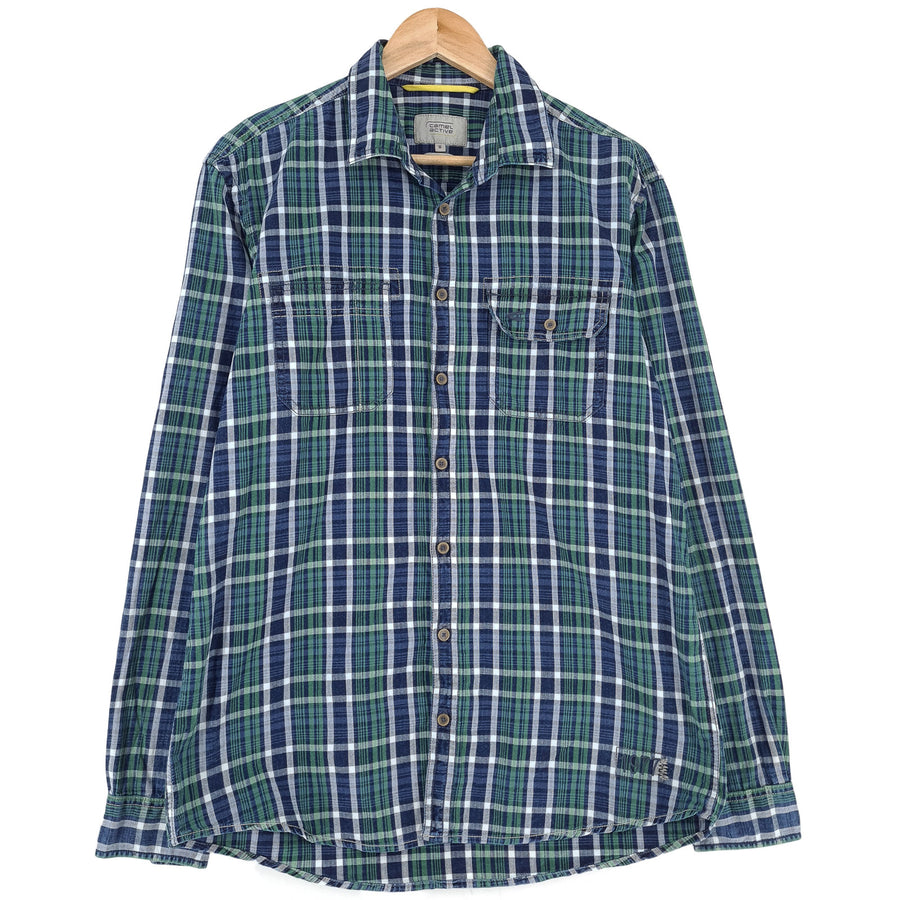 Camel Active Vintage chemise homme boutonnée en coton à carreaux à manches longues taille M