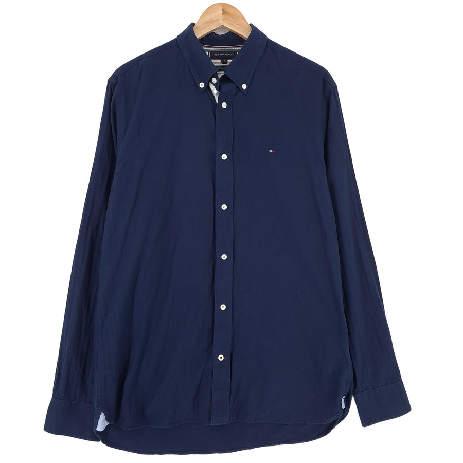 Tommy Hilfiger Vintage chemise homme coton bleu boutonné à manches longues taille L