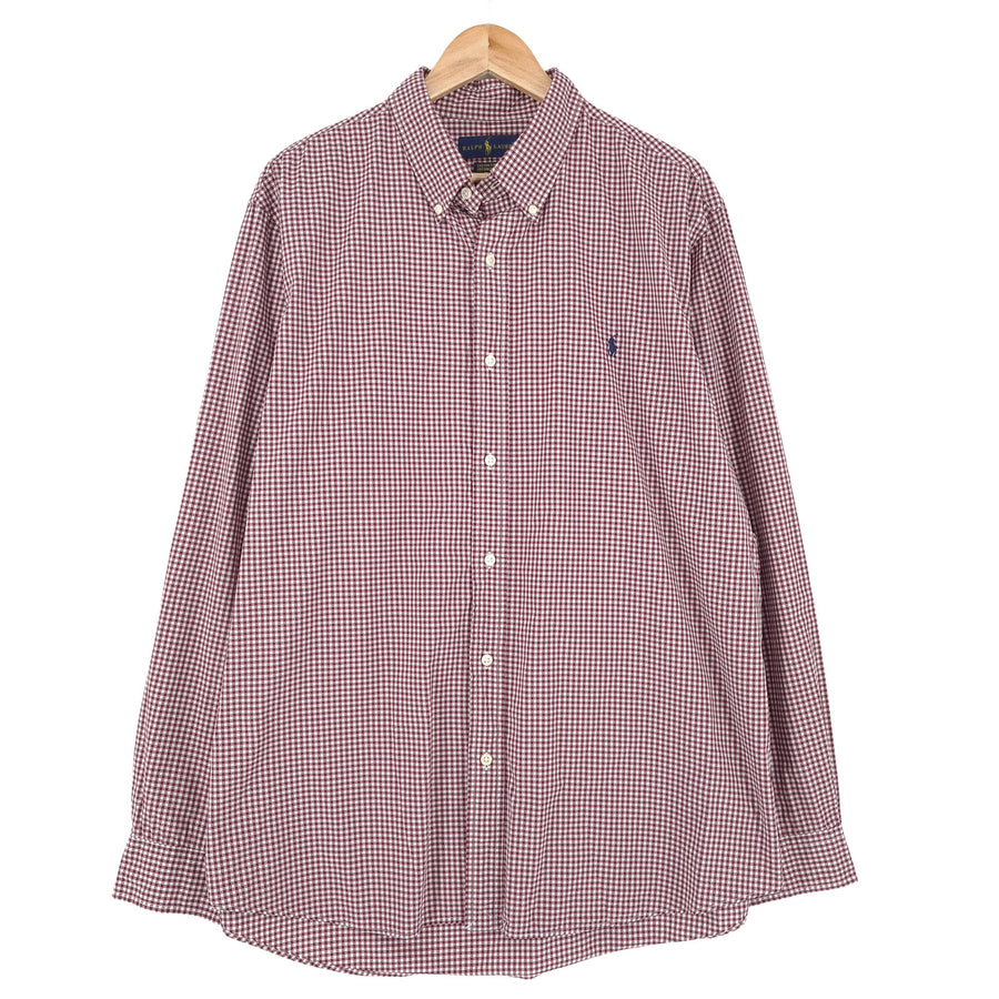Ralph Lauren Vintage chemise homme bordeaux à carreaux coton boutonné taille 2XL