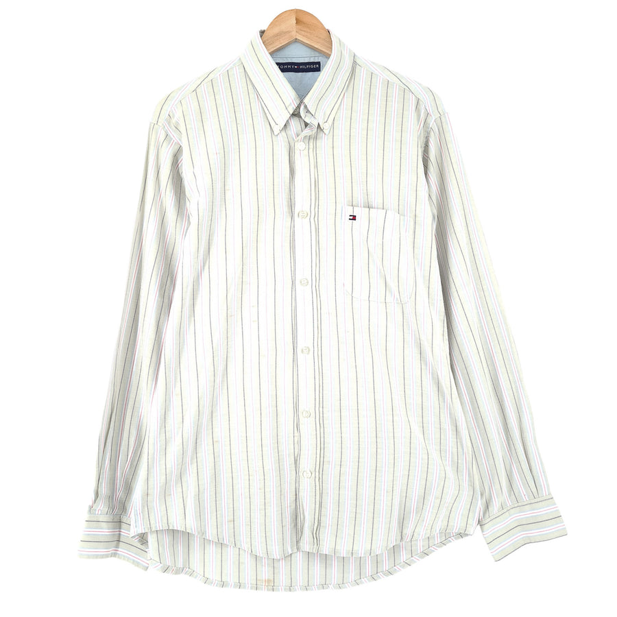 Tommy Hilfiger Vintage męska koszula w paski bawełna z guzikami z długim rękawem rozmiar XL