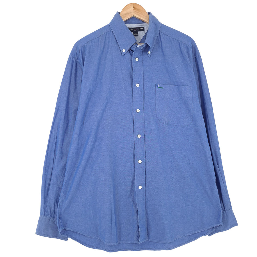 Tommy Hilfiger Vintage Golf chemise homme coton bleu boutonné à manches longues taille L