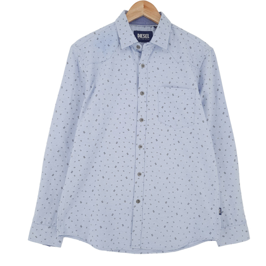 Diesel Vintage chemise homme bleu Floral boutonné à manches longues coupe classique taille L