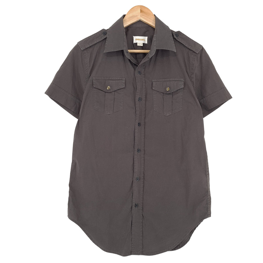 Diesel chemise homme coton gris boutonné à manches courtes stretch taille M