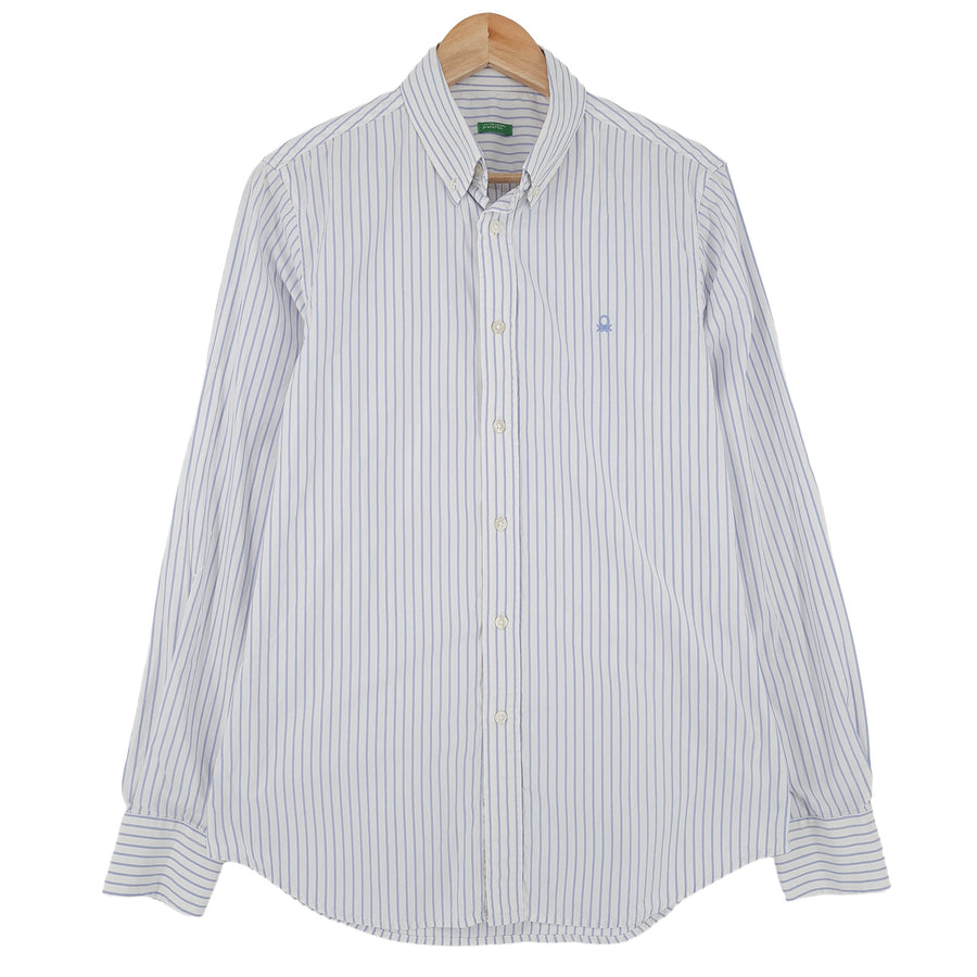 United Colors Of Benetton Vintage chemise homme bleu rayé coton boutonné taille M