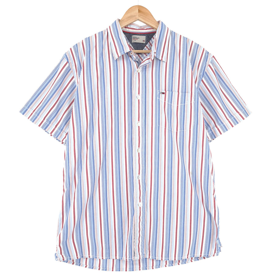 Tommy Hilfiger Vintage chemise homme rayé coton boutonné à manches courtes taille XL