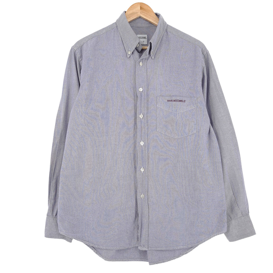 Moschino Vintage jean chemise homme bleu boutonné à manches longues coupe classique taille L