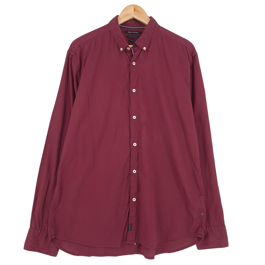 Marc O'Polo Vintage chemise habillée homme bordeaux coton à manches longues taille XL 43/44