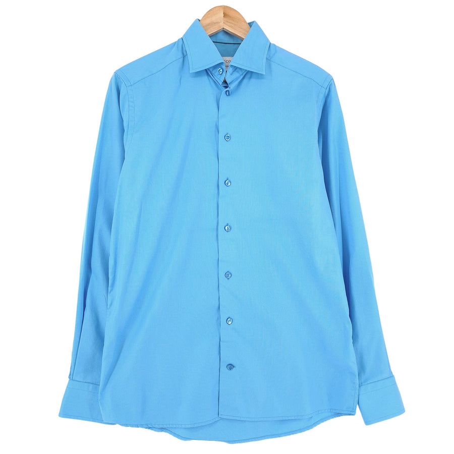 Eton Mens Shirt Blue Cotton Button Up Contemporary Fit Size S 38
