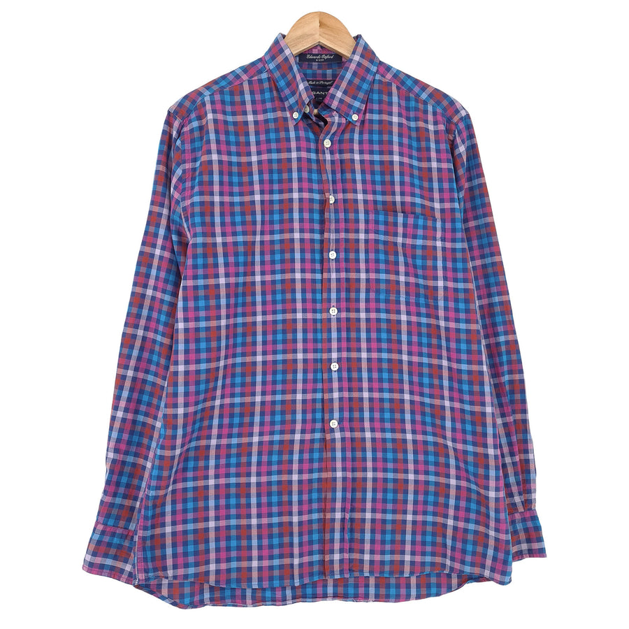 Gant chemise homme à carreaux coton boutonné Oxford coupe décontractée taille M