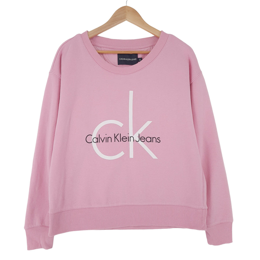 Calvin Klein jean Vintage Femme sweat coton Pink col rond Pullover taille L