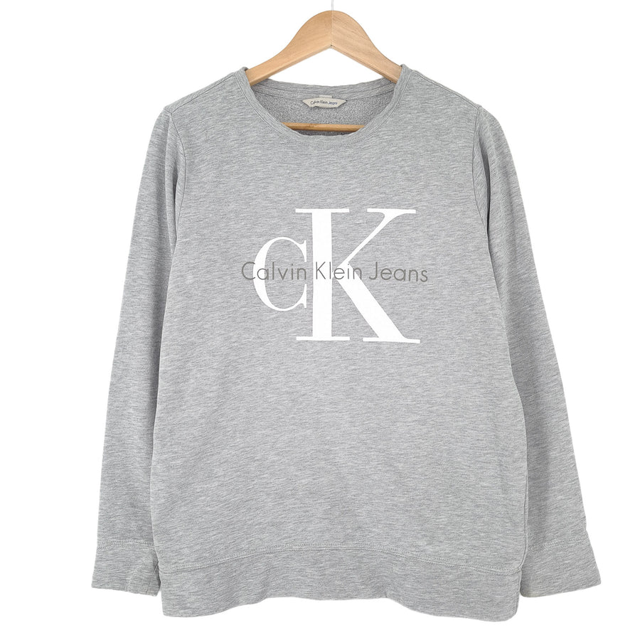Calvin Klein jean Vintage sweat coton gris col rond Pullover Femme taille XS