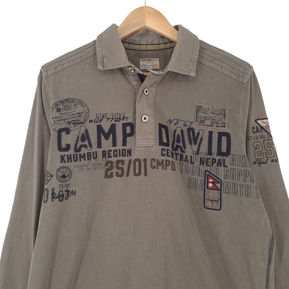 Camp David Vintage Mens Sweatshirt Grey Collared Pullover Size M, back view, image 2 of 8