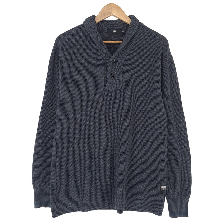 G-Star Vintage Homme pull coton gris Collared Pullover maille taille L