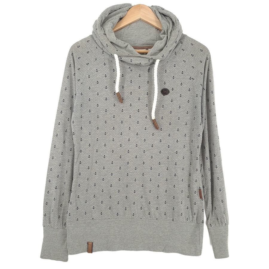 Naketano Vintage Pullover sweat à capuche coton géométrique gris sweat Femme taille M