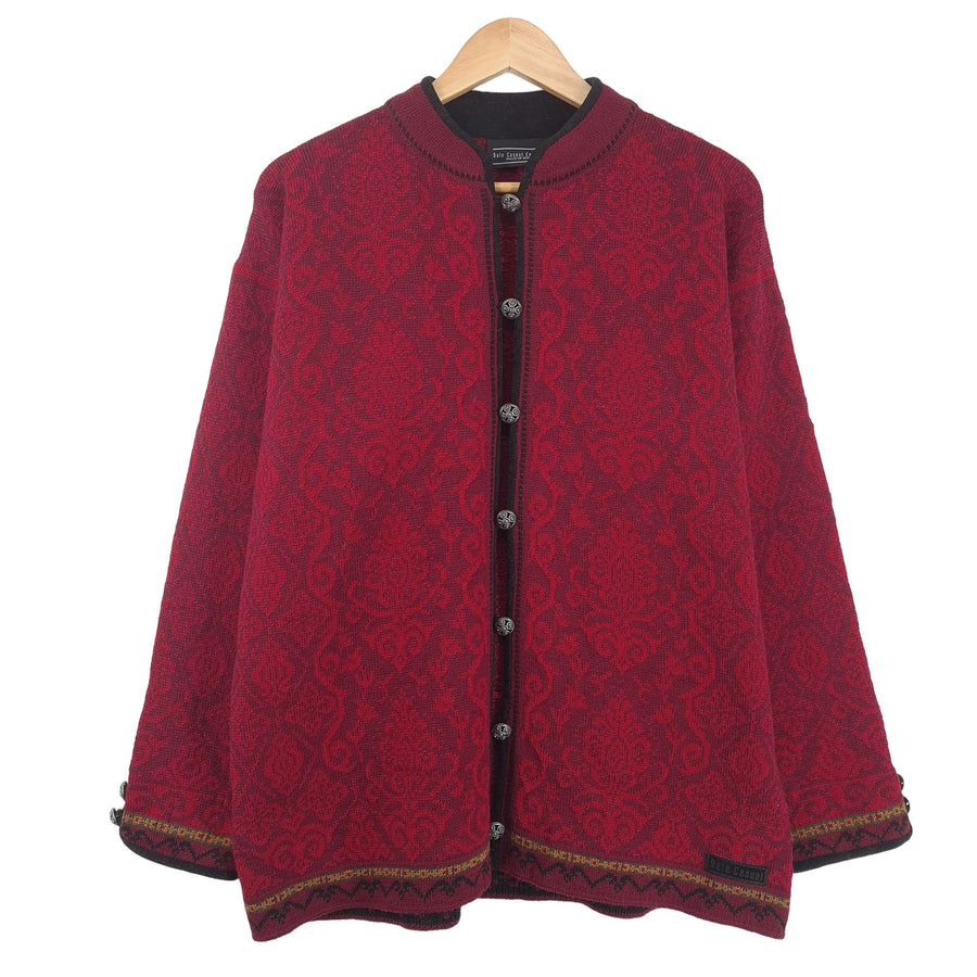 Dale Of Norway Vintage Femme Nordic motif Fair Isle gilet laine rouge High Neck taille L
