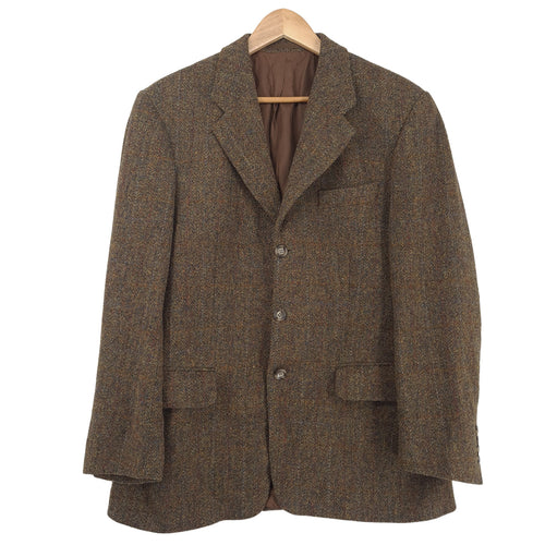 Harris Tweed Vintage Mens Blazer Check Brown Jacket Size EU 48 UK/US 38R, front view, image 1 of 9