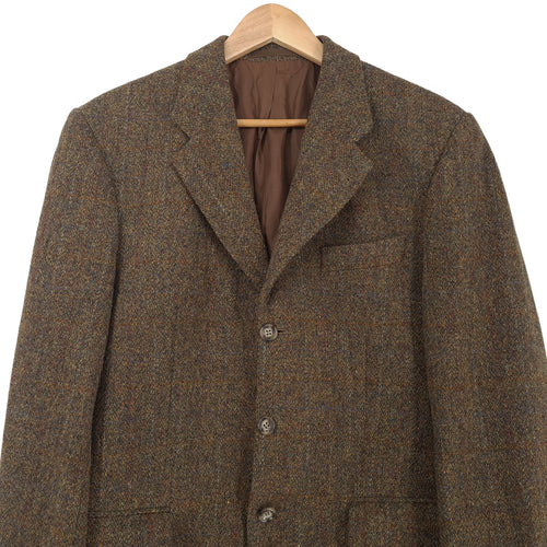 Harris Tweed Vintage Mens Blazer Check Brown Jacket Size EU 48 UK/US 38R, back view, image 2 of 9