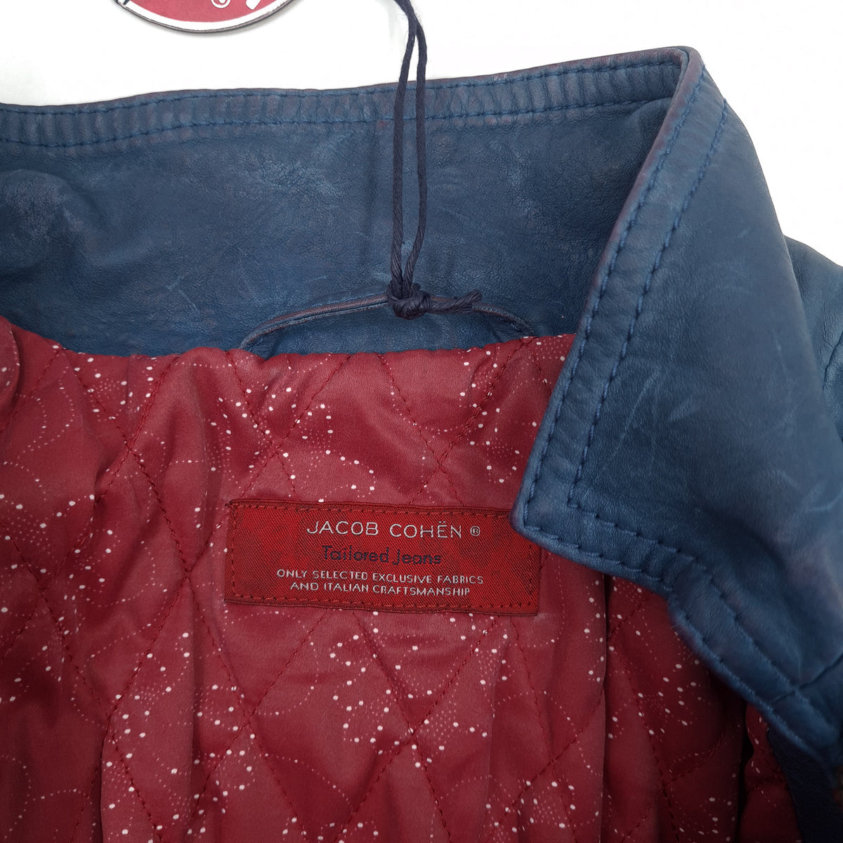 Jacob Cohen Womens Leather Jacket Blue Full Zip Size 40, detail view 4, image 6 of 15
