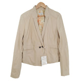 Jacob Cohen Couture Womens Blazer Lamb Leather Cotton Beige Size 46, front view, image 1 of 11