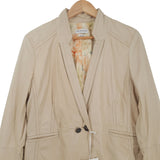 Jacob Cohen Couture Womens Blazer Lamb Leather Cotton Beige Size 46, back view, image 2 of 11