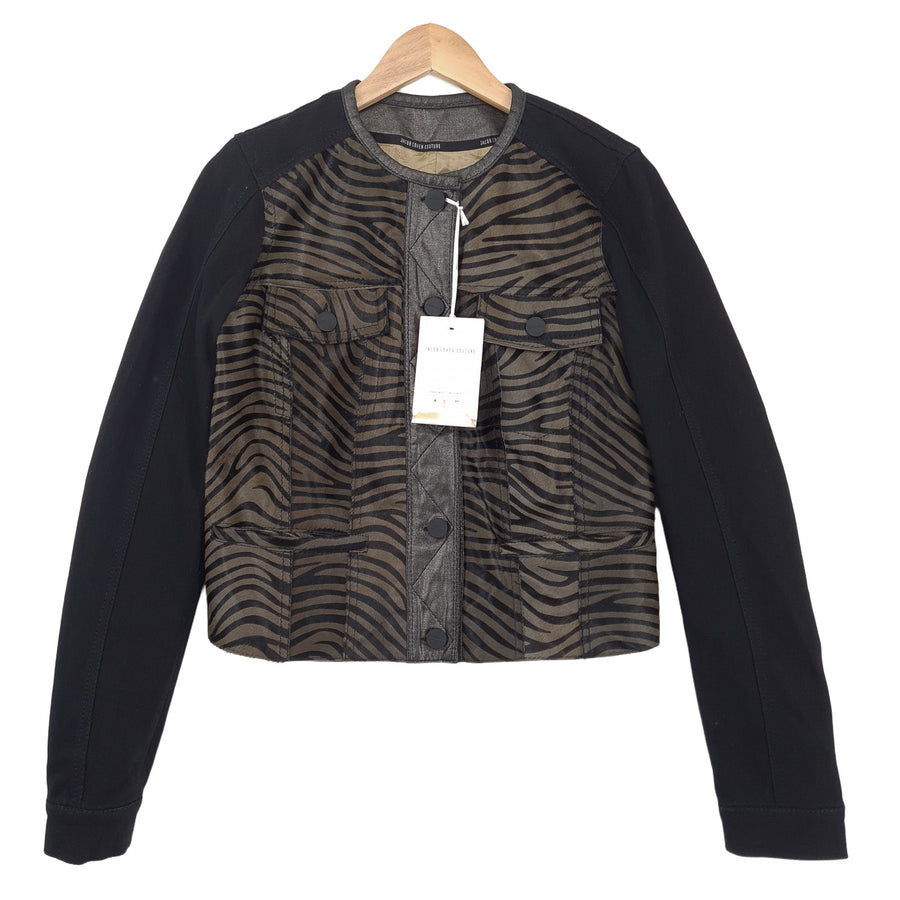 Jacob Cohen Couture Damen Jacke Baumwolle Animal Print mit Knopfleiste Größe 40