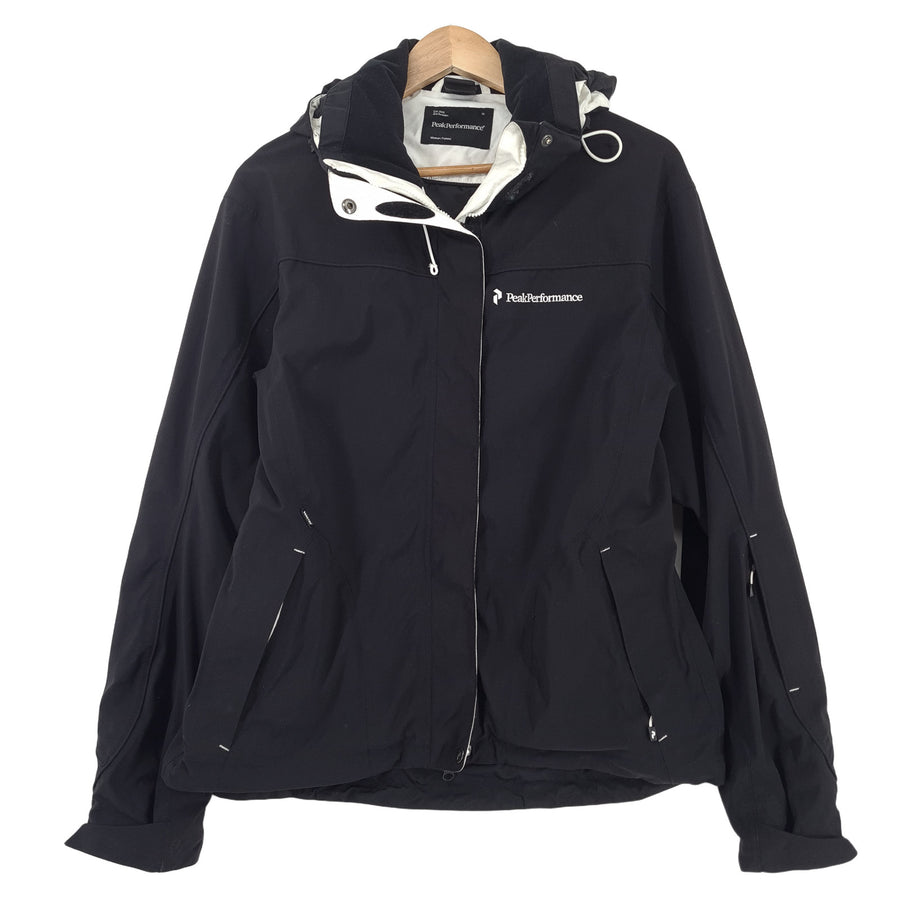 Peak Performance Vintage Damskie kurtka narciarska czarny nieprzemakalna z kapturem pełny zamek rozmiar XL